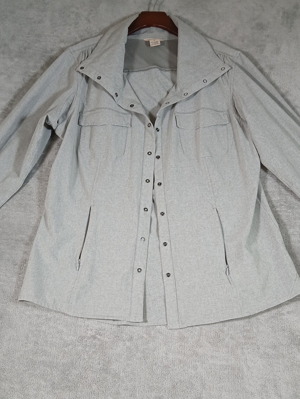 Duluth Trading Co Heather Light Gray Utility Jacket Womens Large